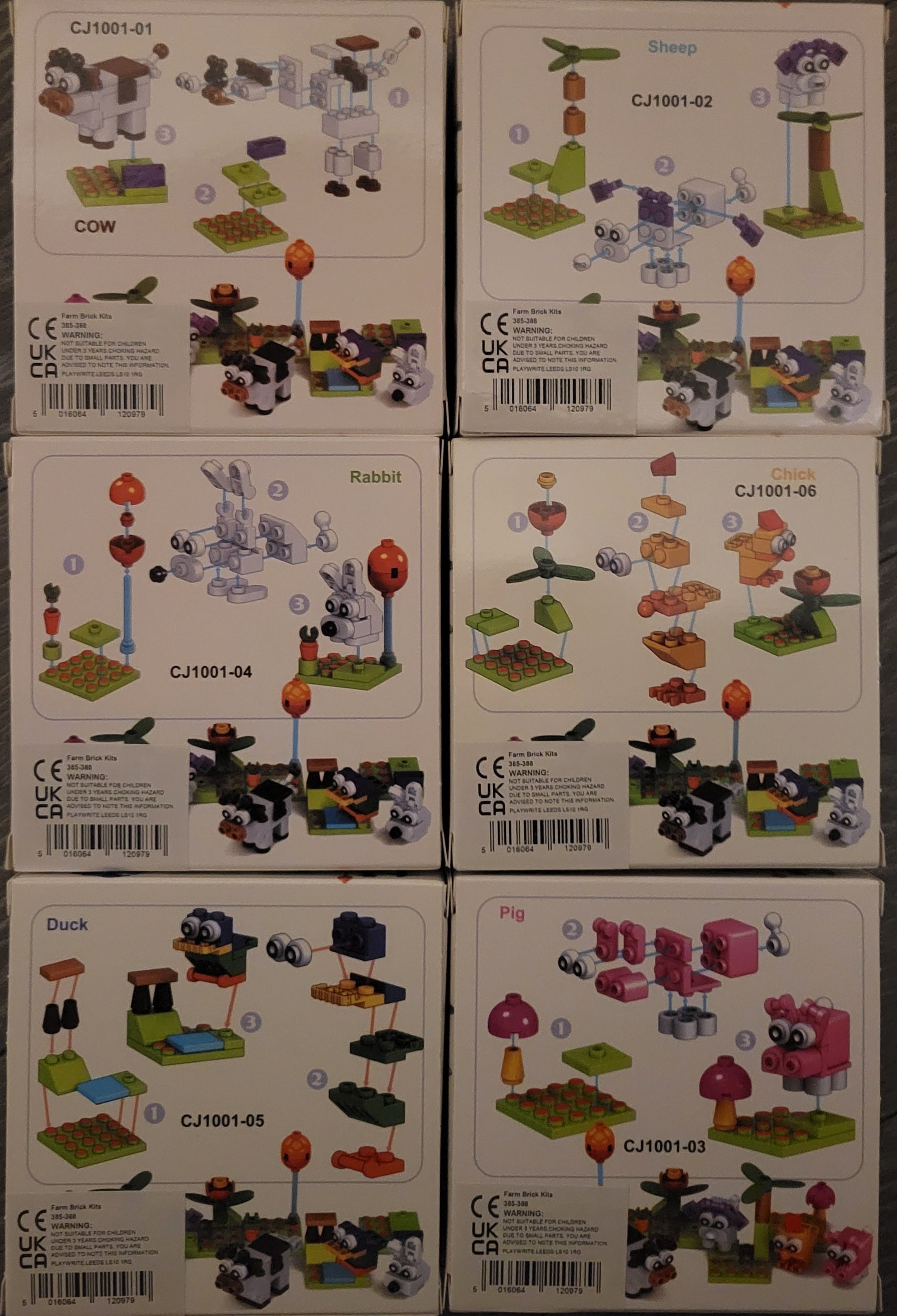 Blocks Farm Animal Building Kits - FULL SET OF 6 - Stocking Fillers - Brand New
