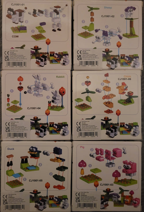 Blocks Farm Animal Building Kits - FULL SET OF 6 - Stocking Fillers - Brand New