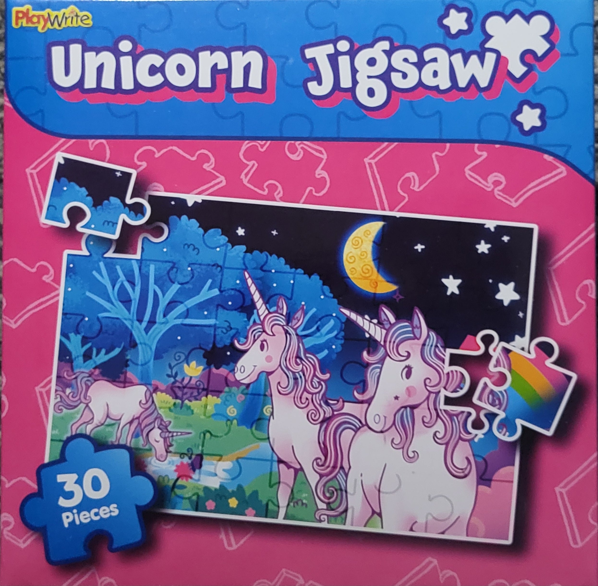 Multi-colour 30pcs Unicorn Jigsaw Puzzle in Box For Children 3+ hand-eye coordin