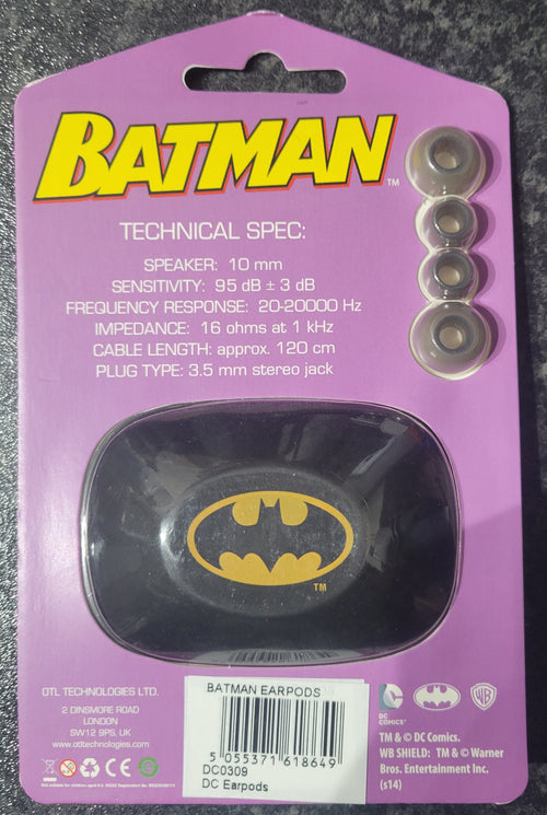 BatMan Earbud Earphones Headphones Mic