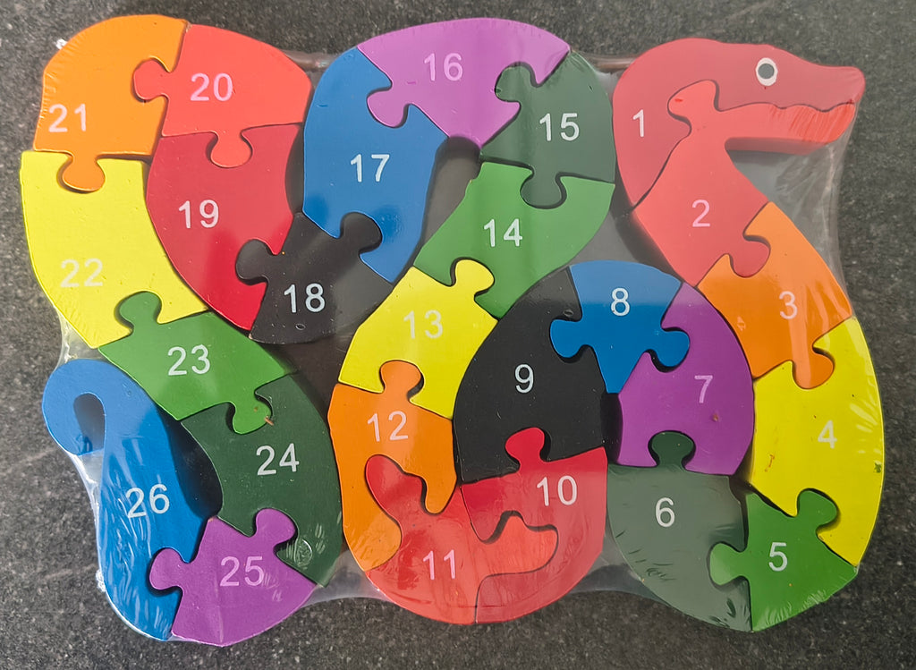Wooden Puzzles Snake, Educational Toys Alphabet and Numbers
