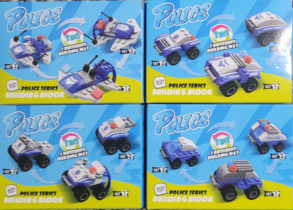 Police Cars 3 in 1 Vehicles - 1 Box 3 Different Ways - Brick Sets