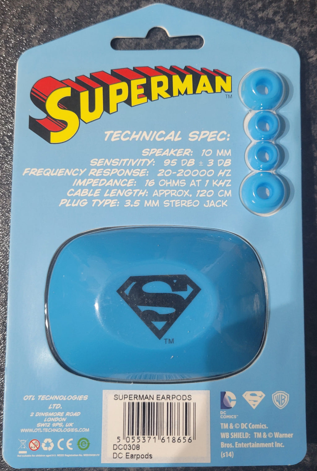 Superman Wireless Bluetooth Earphones with Clever Cable Tidy