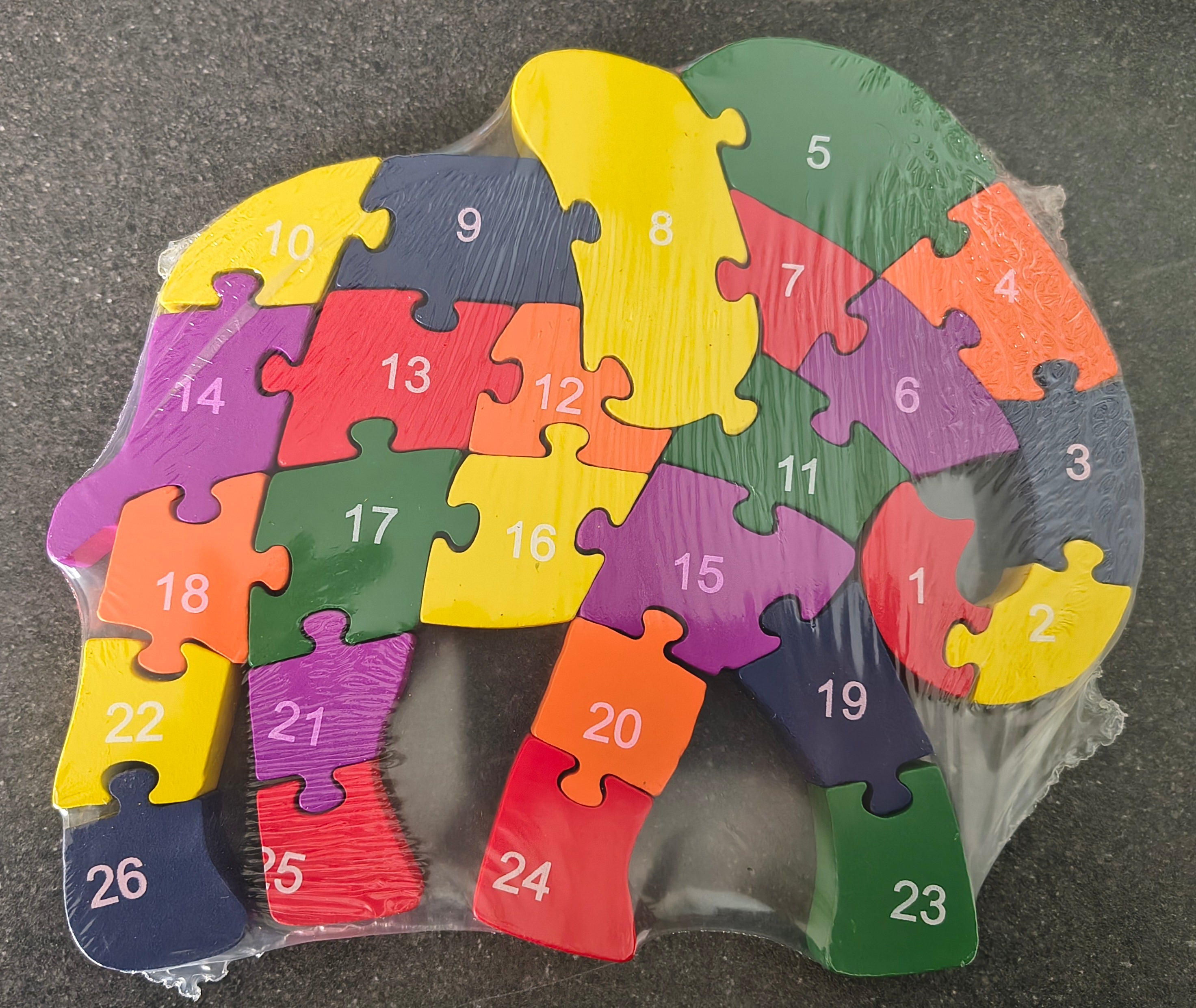 Wooden Puzzles Elephant Educational Toys Alphabet and Numbers