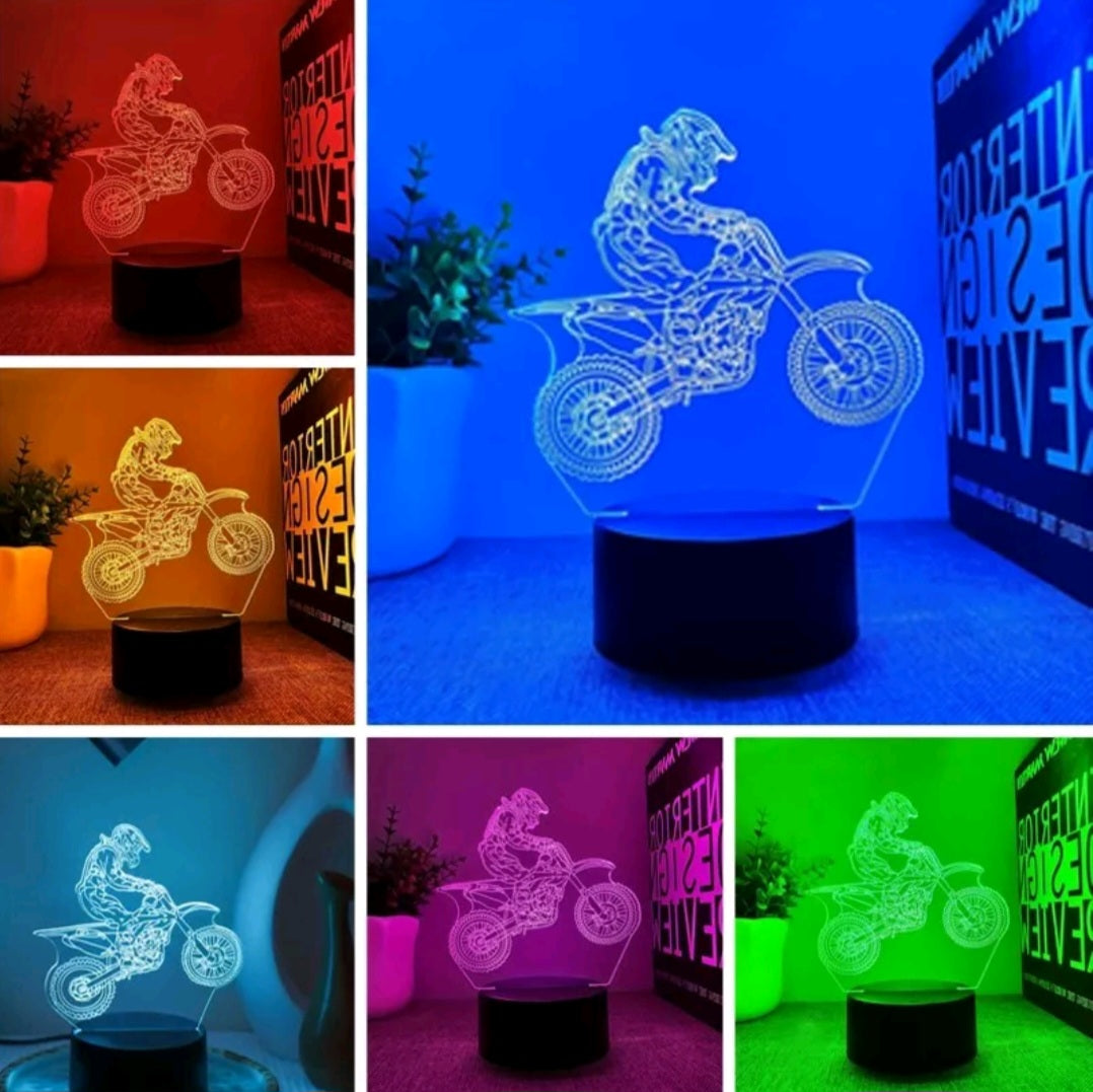 7 Colours 3D Night Light Off Road Dirt Biking Touch Control USB And Battery
