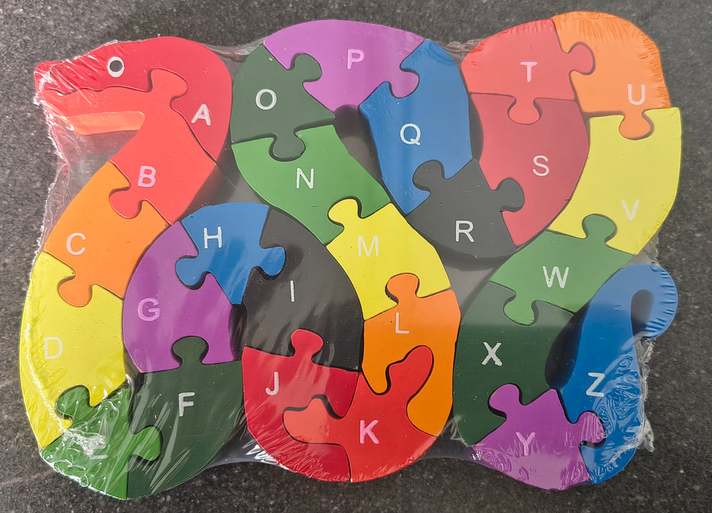 Wooden Puzzles Snake, Educational Toys Alphabet and Numbers
