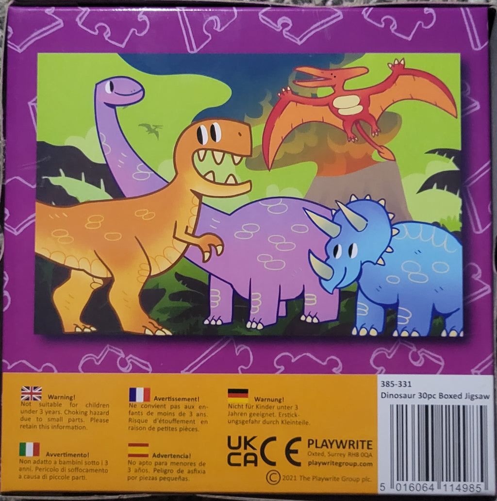 Multi-colour 30pcs Dinosaur Jigsaw Puzzle in Box For Children 3+ hand-eye coordi